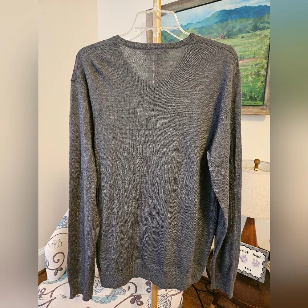 Calvin Klein Charcoal and Black Knit Striped Sweater Sz Lg